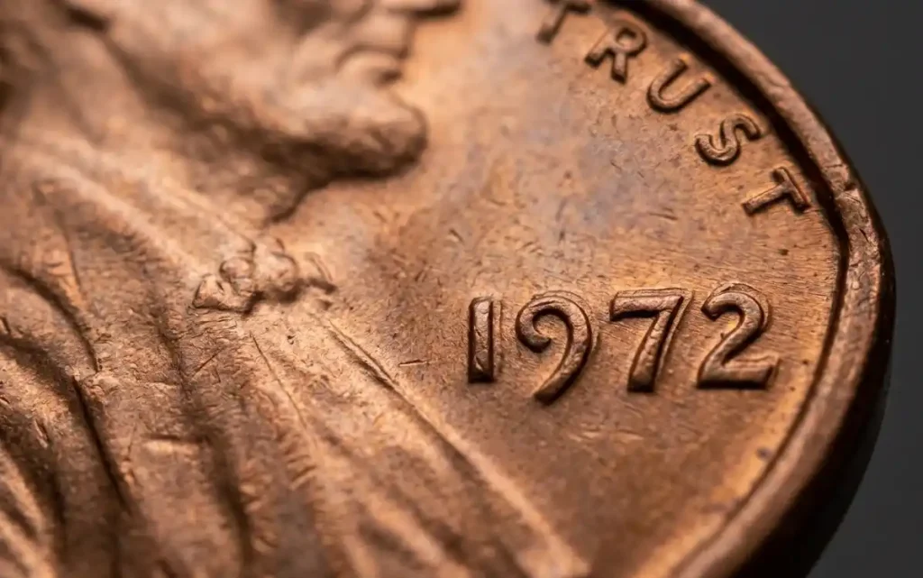 close-up of a known double die coin surface