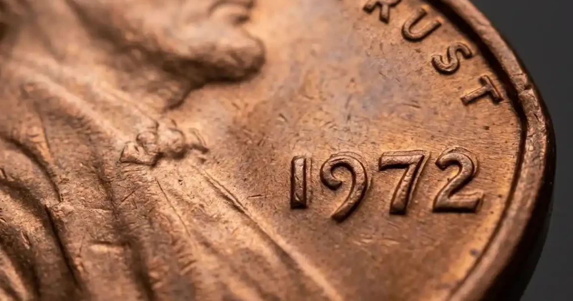 close-up of a known double die coin surface