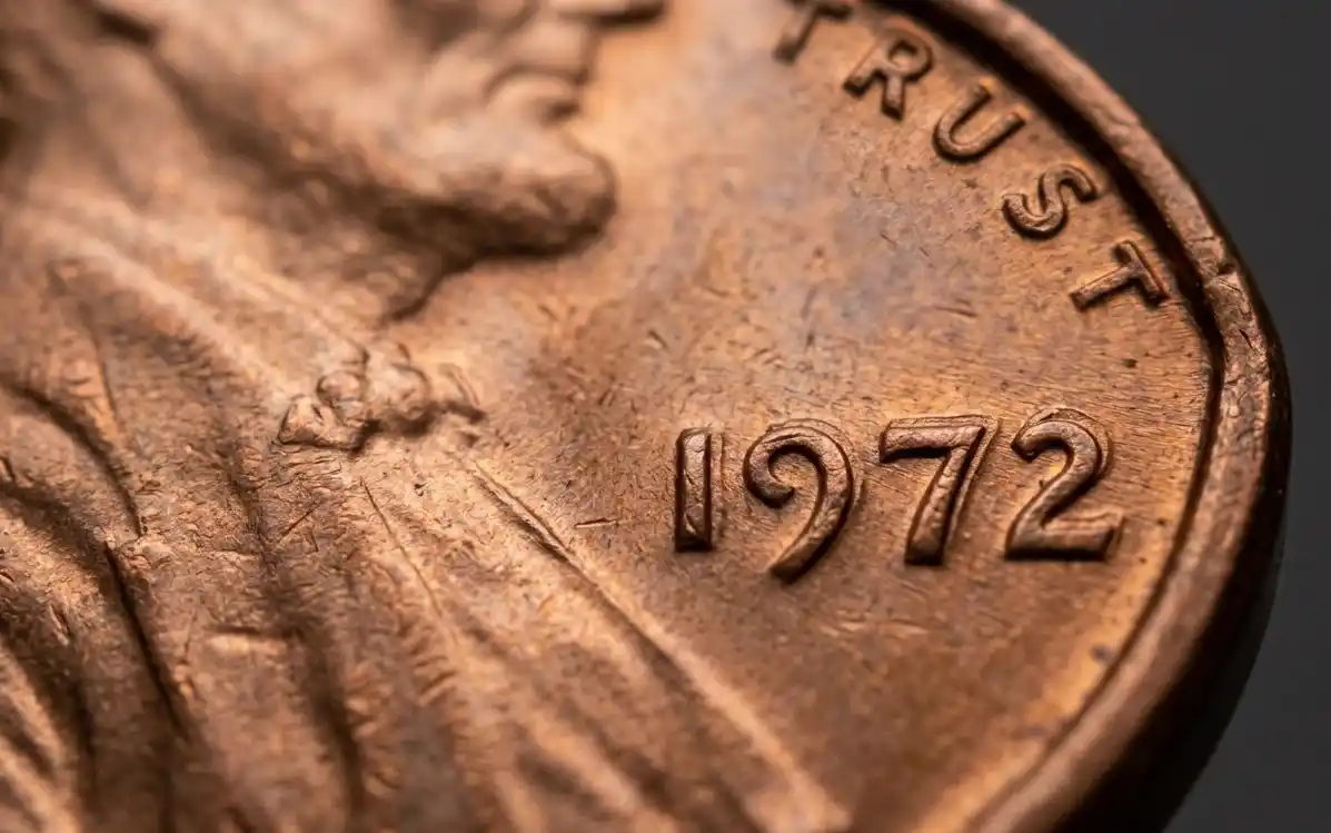 close-up of a known double die coin surface